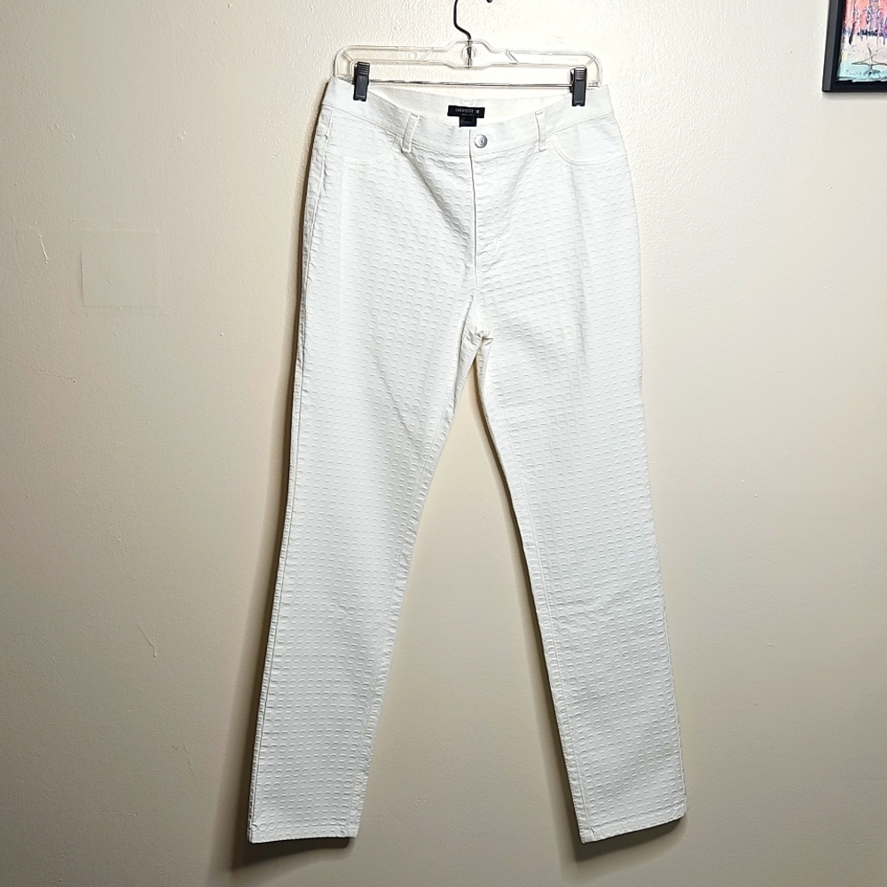 Lafayette 148 New York White Textured Slim Pants